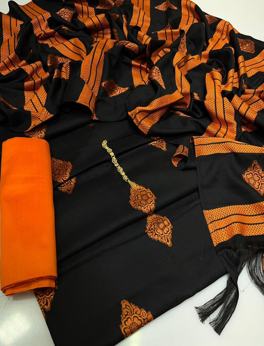 3pc Winter Banarsi Brosha Bindi Jaal Shawl Dress