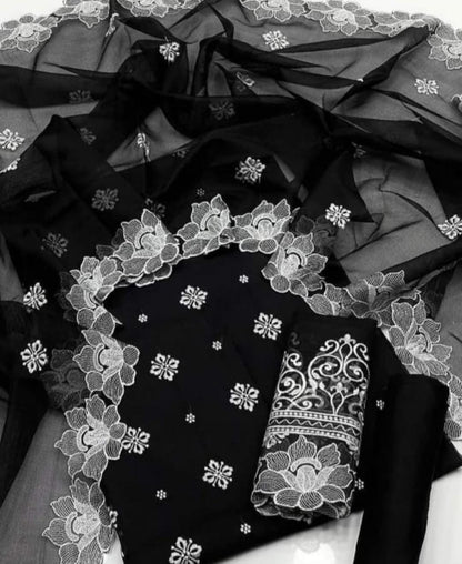 3pc Organza Fullu Embroided Dress