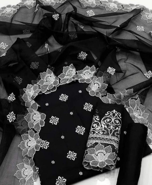 3pc Organza Fullu Embroided Dress