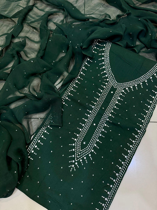 3pc Lawn Mukesh Work