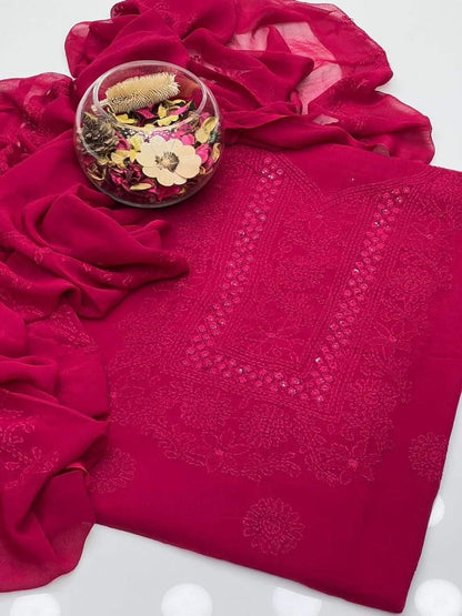 2PC Chifffon Shadow Mirror Work Dress (Shirt & Dupatta)