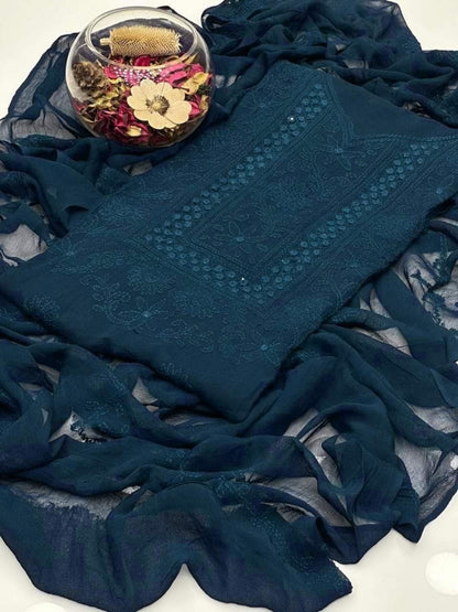 2PC Chifffon Shadow Mirror Work Dress (Shirt & Dupatta)