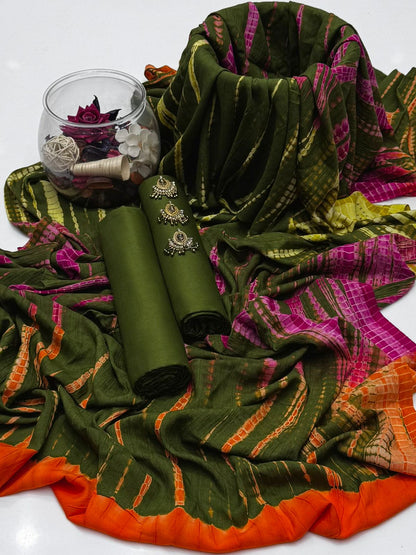 3pc Soft Linen Dress With Tye N Dye Linen Shawl