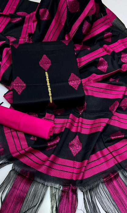 3pc Winter Banarsi Brosha Bindi Jaal Shawl Dress