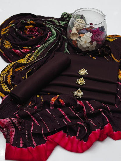 3pc Soft Linen Dress With Tye N Dye Linen Shawl