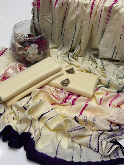 3pc Soft Linen Dress With Tye N Dye Linen Shawl