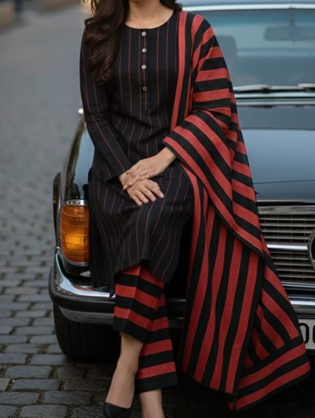 3pc Marina  Wool Shawl Dress